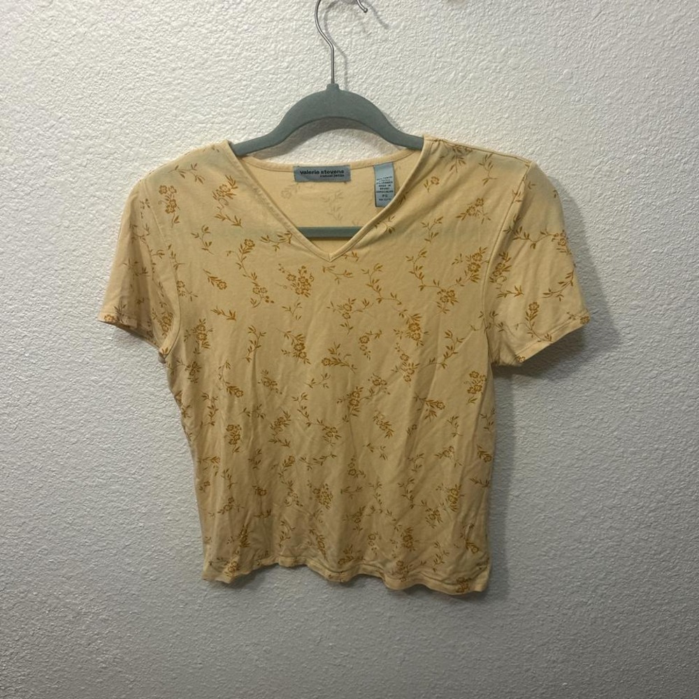 Yellow floral print cotton‎ top